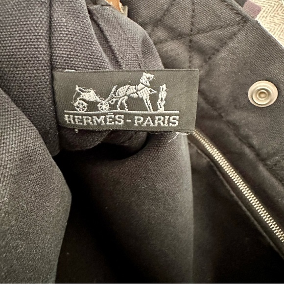 🦚HP🦚 HERMÈS Noir Toile Officier Fourre-Tout PM Bag - Picture 13 of 13